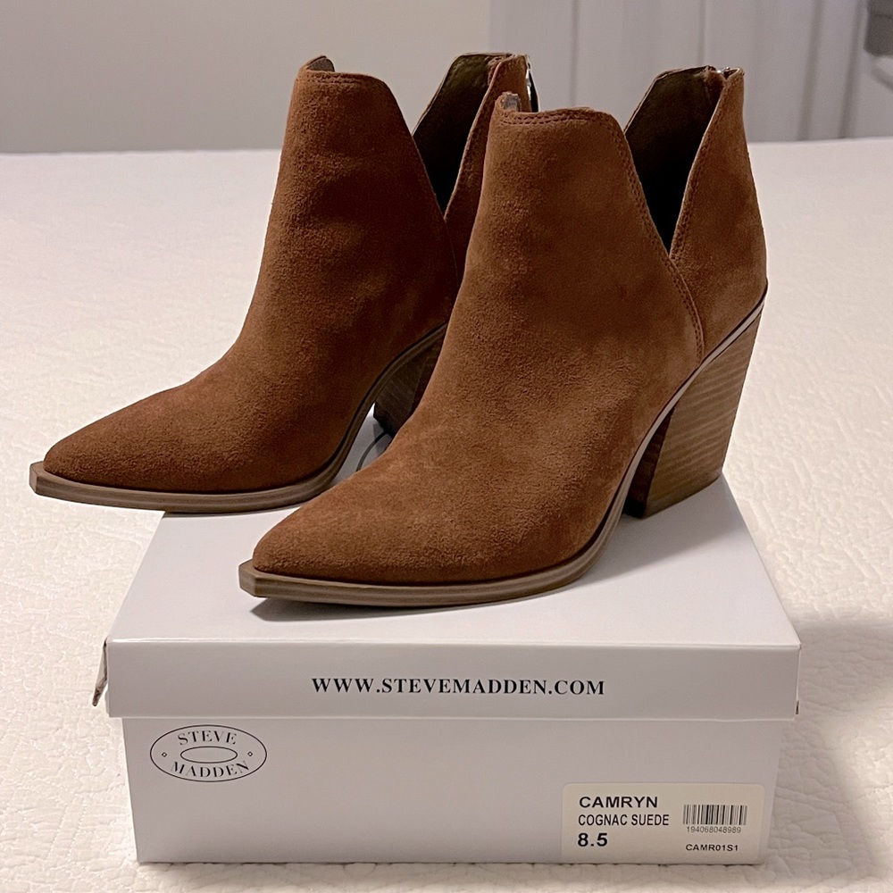 Steve Madden Cognac 🍂Camryn Suede Ankle Boots/Booties